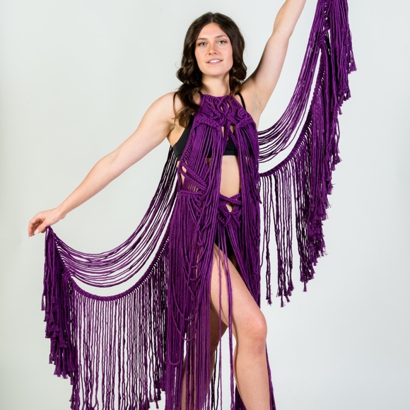 Handmade Macrame Crochet Dress Wings Festival Wear - Picture 8 of 16